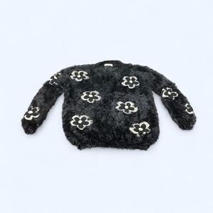 Floral Patterned Fuzzy Sweater